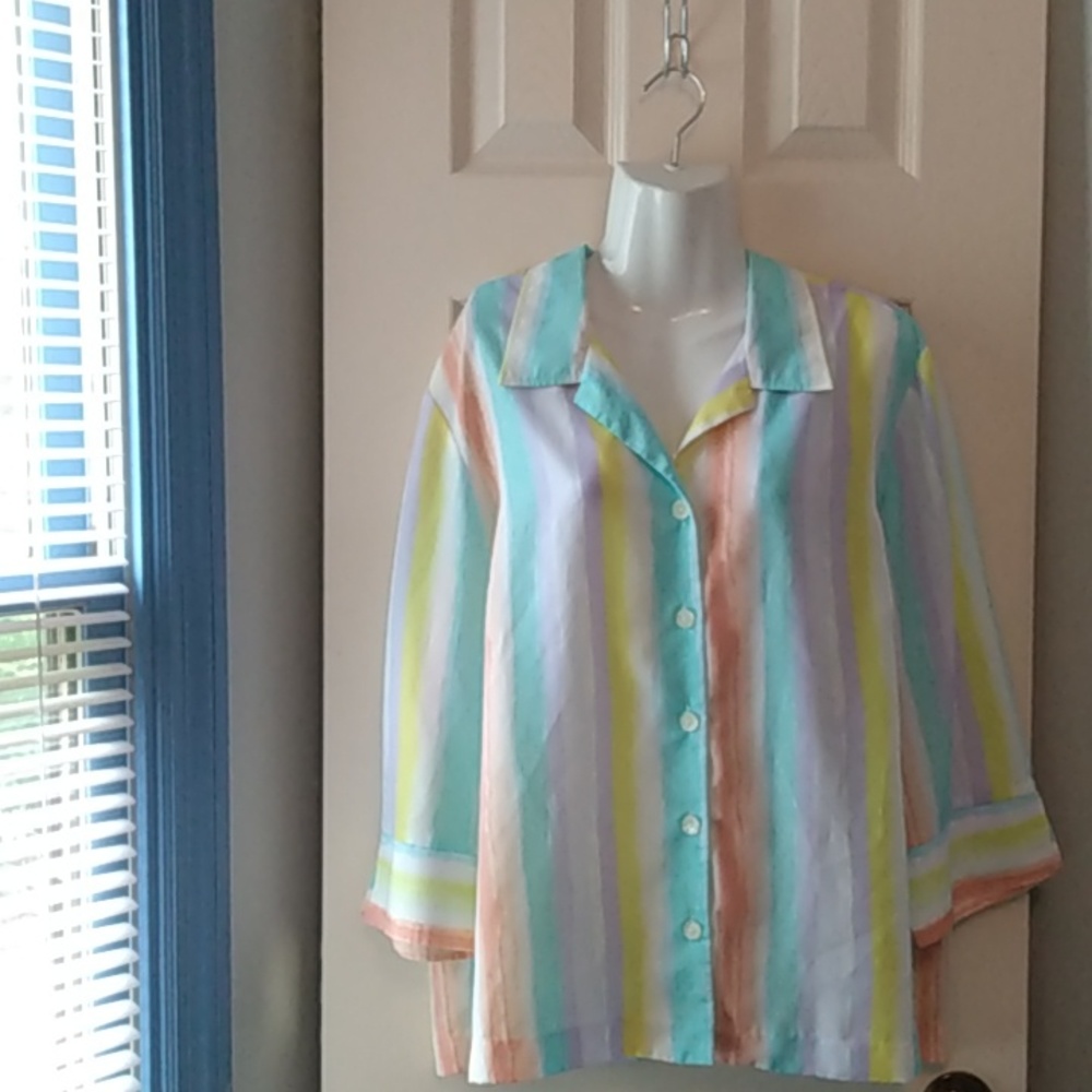 🔷️3-$15🔷️💛HP! Blair | Vintage Pastel Striped Button Down Shirt Large